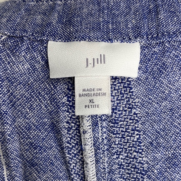 J Jill Womens pull on Linen pants Wide Leg Blue Pinstripes Nautical sz XL Petite - Picture 8 of 9